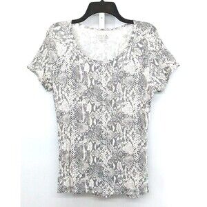Time and Tru Shirt Womens Size S Gray Animal Print Short Sleeve Scoop Neck Top